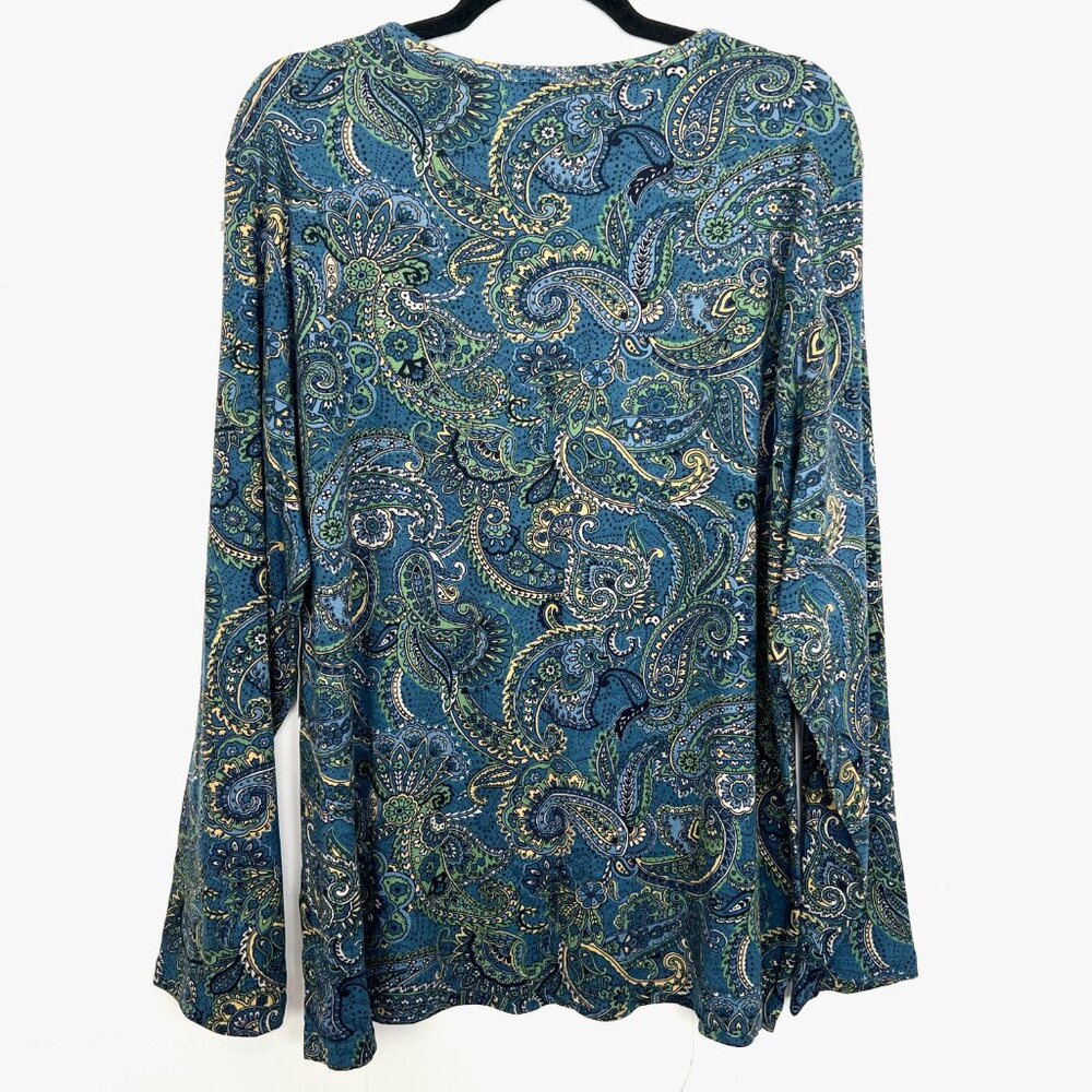 NWT St. John's Bay Blue Paisley Knit Top Long Sleeve Classic Tee 3X mc - Picture 5 of 5